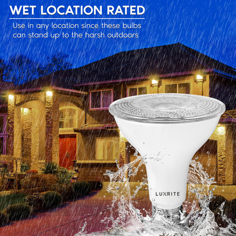 Luxrite LED PAR30 Flood Light Bulb 2700K Dimmable Wet Rated 12 Pack