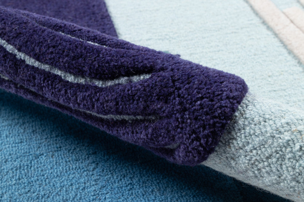 Novogratz Atticus Noah Hand Tufted Wool Blue Area Rug 3'x5'