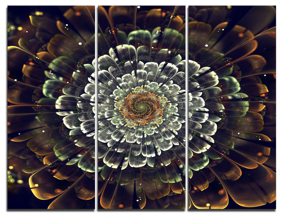 "Silver Metallic Fabric Flower" Digital Canvas Print, 3 Panels, 36"x28"