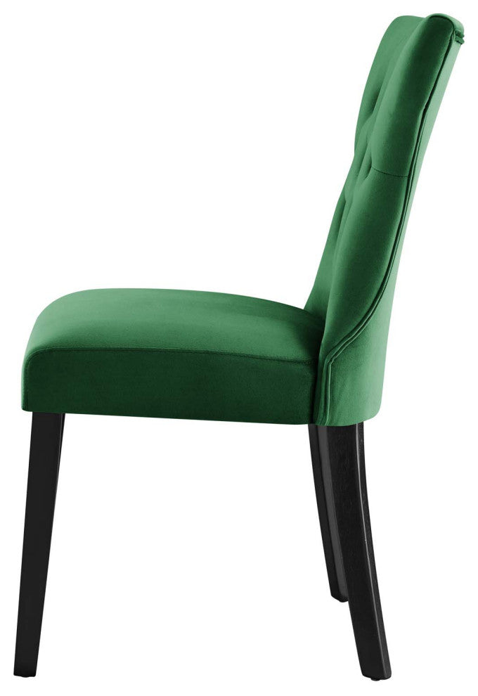 Side Dining Chair, Set of 2, Green, Velvet, Modern, Cafe Bistro Hospitality