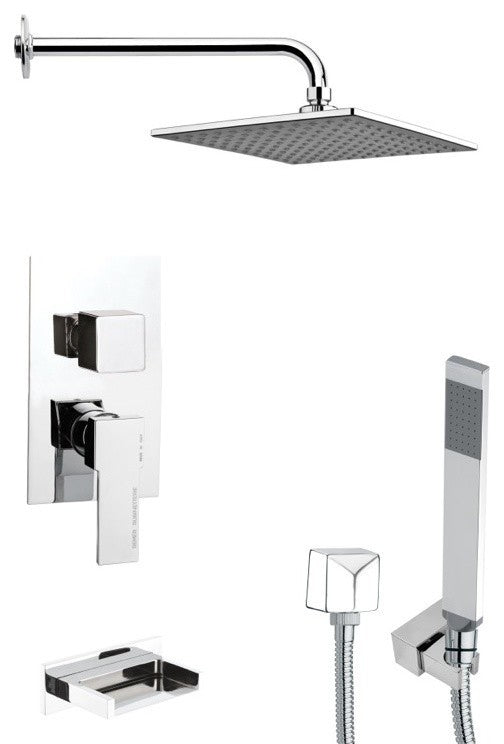 Chrome Tub and Shower System With 9" Rain Shower Head and Hand Shower