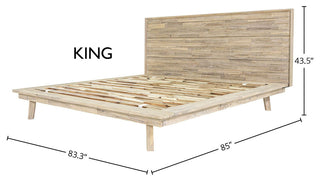Gia Acacia Wood Panel Bed, Light Brown, King