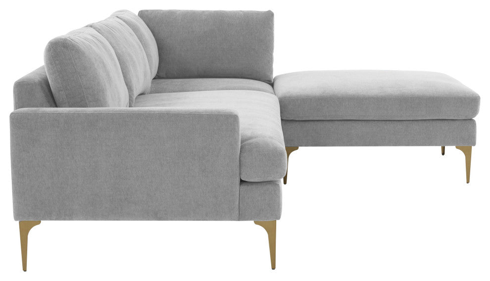 Serena Gray Velvet Right Arm Facing Chaise Sectional