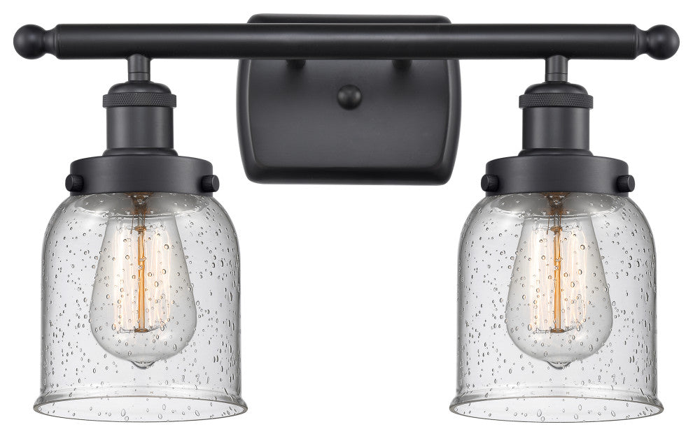 Small Bell 2-Light Bath Vanity-Light, Matte Black, Seedy