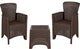 Faux Rattan Plastic Chair Set With Matching Side Table, Chocolate