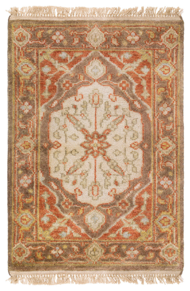 Surya Zeus ZEU-7810 8' Round Rug, Camel/Burnt Orange/Moss/Brown/Beige/Tan/Gray