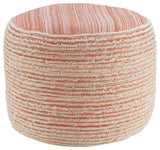 Tropical Textured and Distressed Pouf, Coral/White