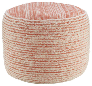 Tropical Textured and Distressed Pouf, Coral/White