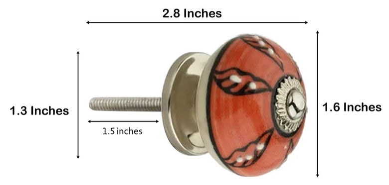 Mascot Hardware Tomato 40 mm Red Ceramic Cabinet Knob - Pack of 5