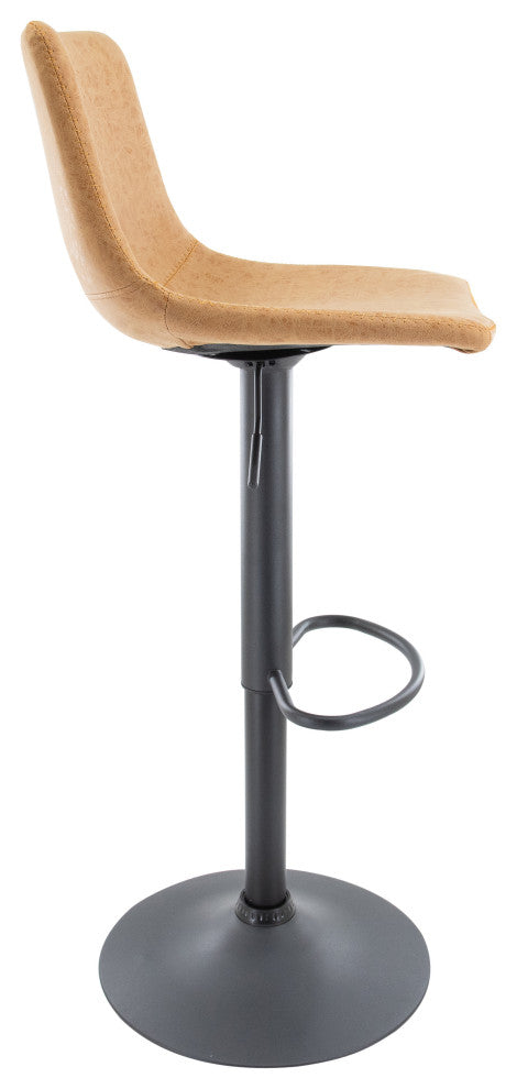 LeisureMod Tilbury Modern Adjustable Bar Stool With Footrest & 360-Degree Swivel