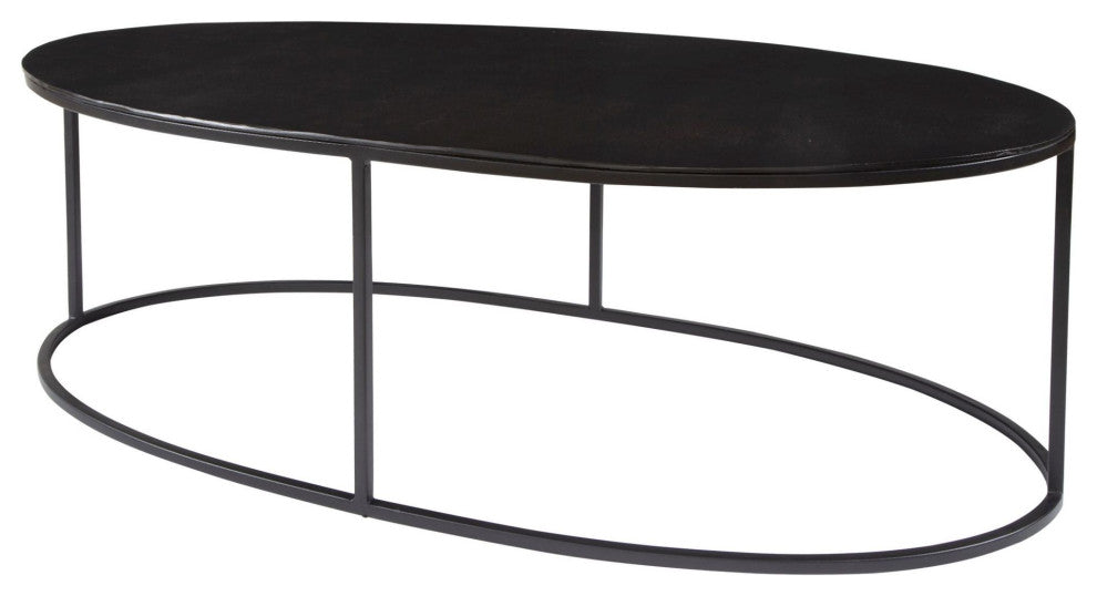 Uttermost 25152 Coreene 48"W Oval Modern Industrial Cocktail - Aged Black
