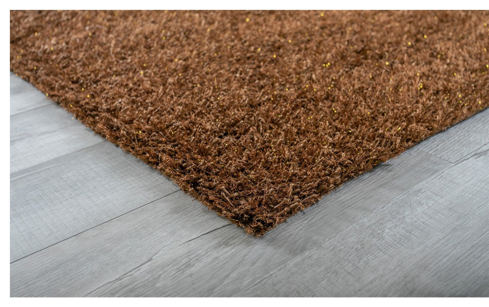 2" x 8" Dark Brown and Gold Sparkly Runner Rug
