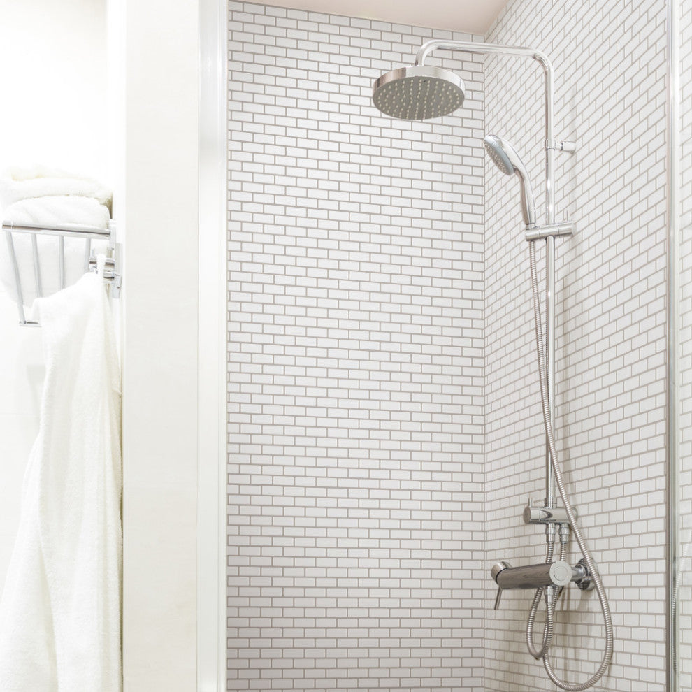 Expressions Recessed Subway White Glass Floor and Wall Tile