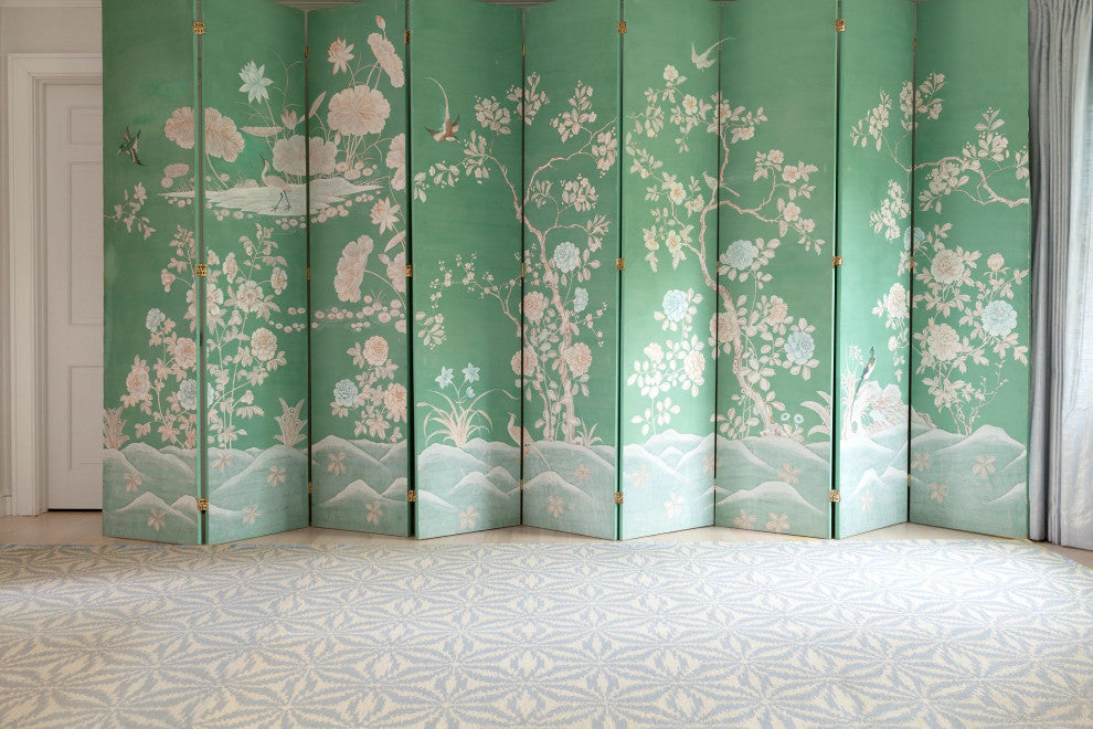 Dash & Albert Aster Sky Hand Micro Hooked Wool Rug, Blue, 8' x 10'