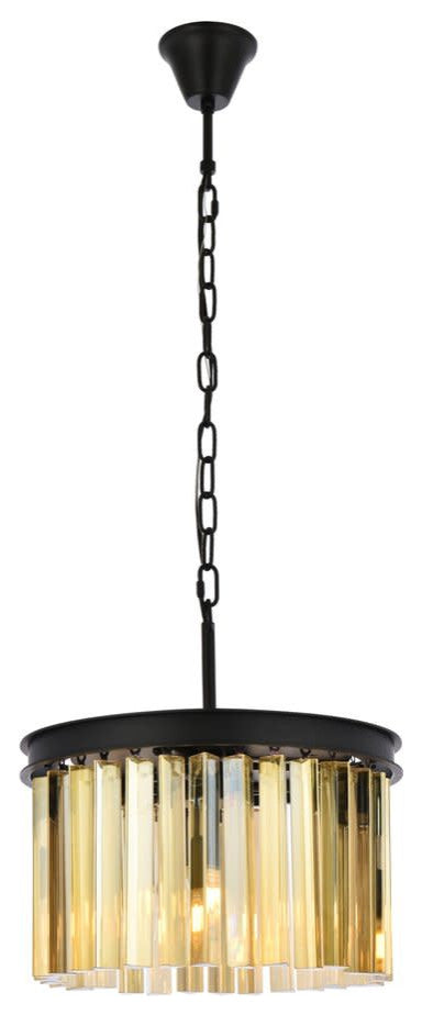 Elegant Lighting 1208D16-GT/RC Sydney 3 Light 16"W Crystal - Matte Black