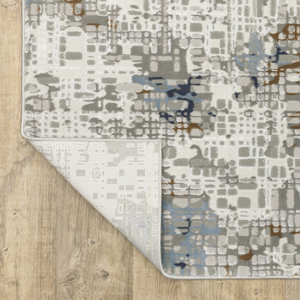 Emery Distressed Blue/Ivory Indoor Area Rug, 2'3" x 7'6"