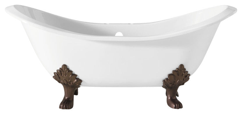 Cheviot Products Regency Cast Iron Tub W/ Lion and Faucet Holes, Antique Bronze