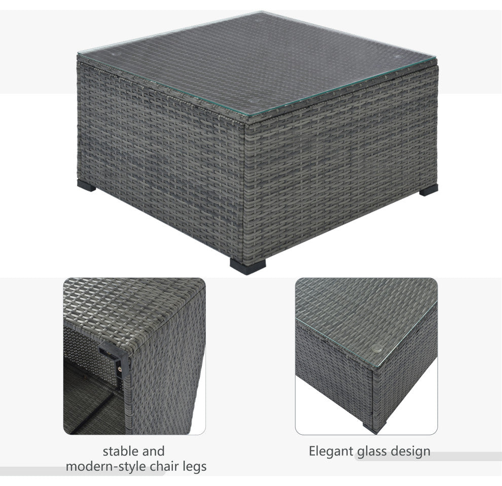 9 Pieces Outdoor Large Wicker Reversible Patio Sectional with Table and Cushions