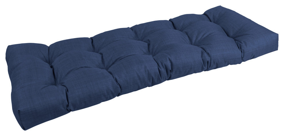 51"X19" Tufted Solid Outdoor Spun Polyester Loveseat Cushion, Azul