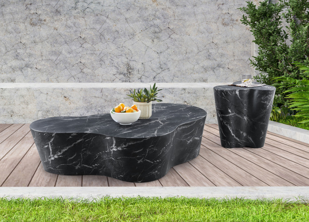 Monza Finished Concrete Indoor/Outdoor End / Side Table, Black