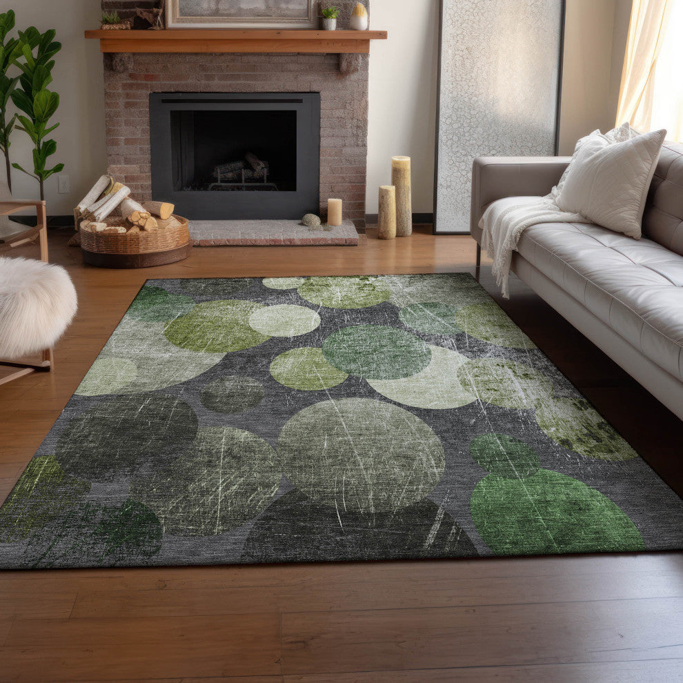 Premium Machine Washable Mayfield AMF556 Green 3' x 5' Rug