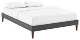 Tessie Full Upholstered Fabric Bed Frame With Squared Tapered Legs, Gray