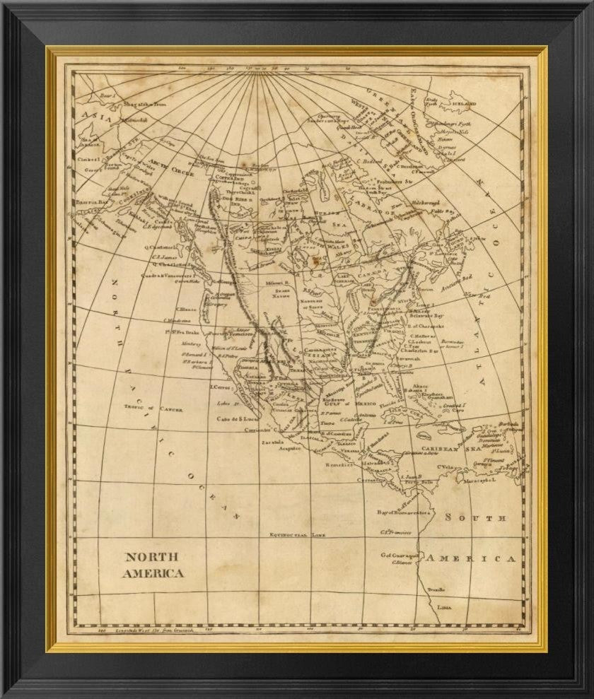 "North America, 1812" Framed Canvas Giclee by Aaron Arrowsmith, 22"x26"