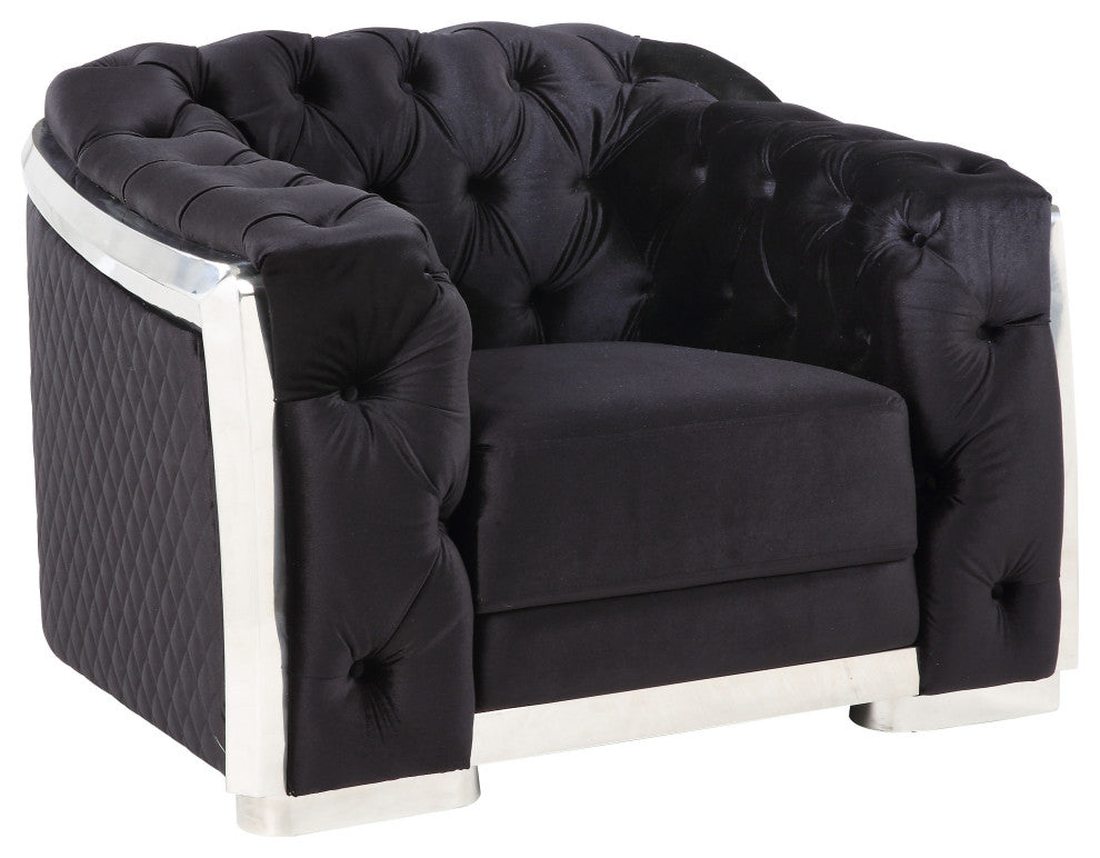 ACME Pyroden Chair, Black Velvet and Chrome