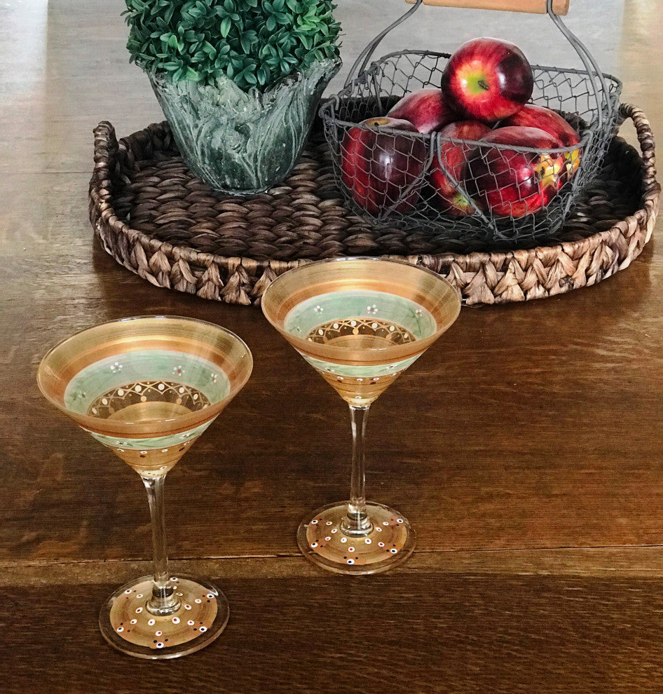 Mosaic Gold Garland Martini Glasses, Set of 2