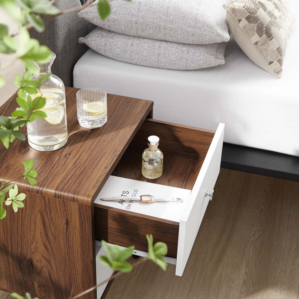 Transmit 2-Drawer Nightstand, Walnut White
