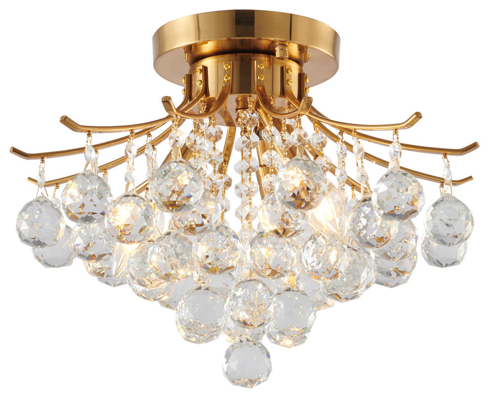 Bethel International BET02FM16BR 3-Light Semi Flush Mount, Stain Brass
