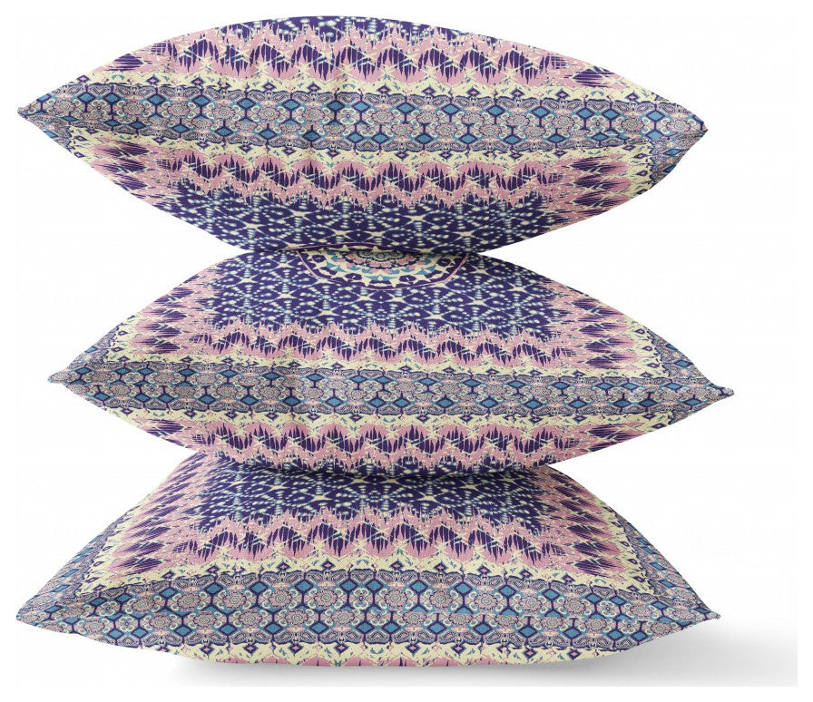 18 Pink Indigo Holy Floral Indoor Outdoor Throw Pillow