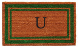 Green Border 18"x30" Monogram Doormat, Letter U