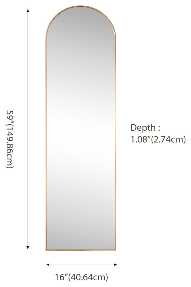 Adrian Large Arched Metal Framed Floor Full-Length Mirror