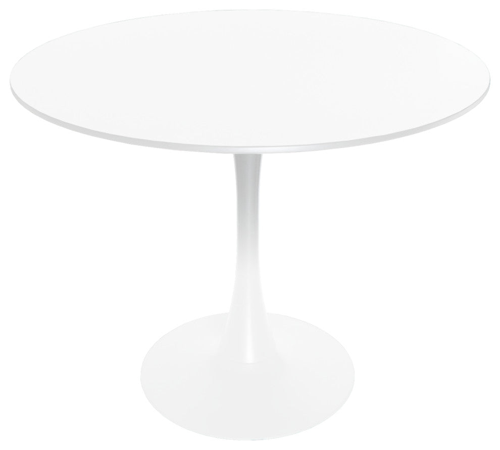 Round Dining Table 35" MDF Wood Tabletop in Steel for Dining Room & Kitchen, White