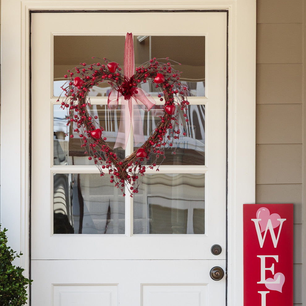 17"H Valentine's Berry Heart Wreath