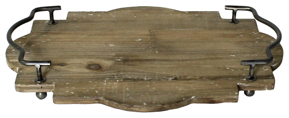 Petite Wooden Tray With Metal Handles