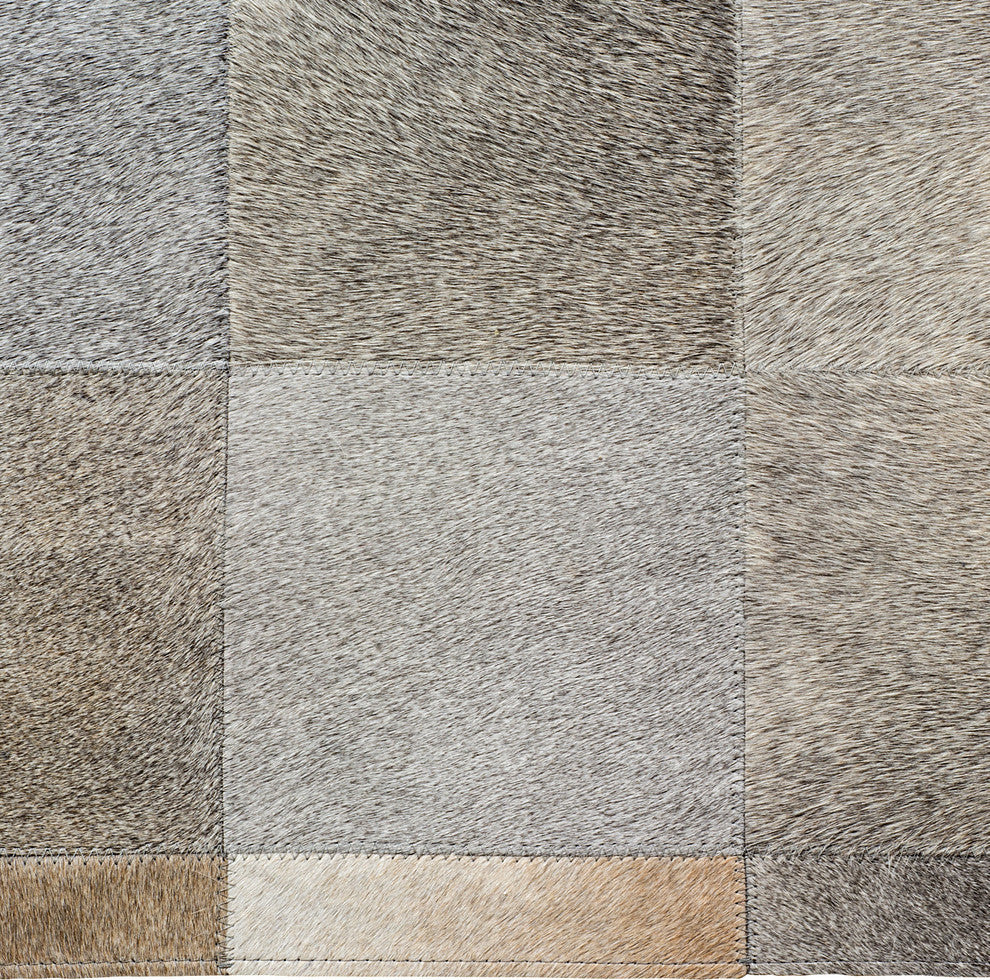 Cowhide Patchwork Rug, Ares, Pewter, 12'x15'