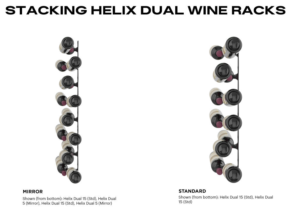 Helix Dual 15 (minimalist wall mounted metal wine rack), Matte Black