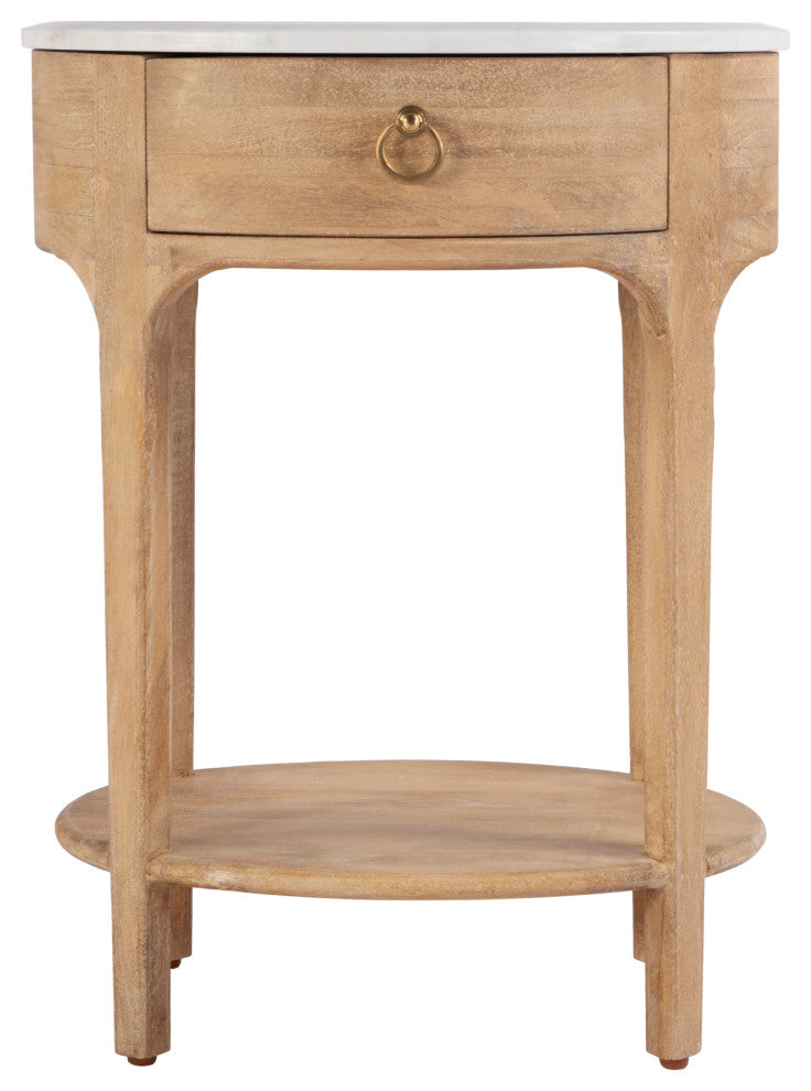 Ellen Marble Nightstand, Natural