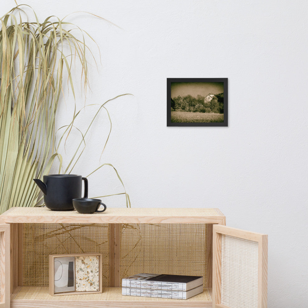 Abandoned Barn In The Trees Vintage Framed Photo Paper Wall Art Prints, Black, 8" X 10"