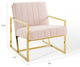 Tufted Armchair Accent Chair, Velvet, Pink, Modern, Living Lounge Hospitality