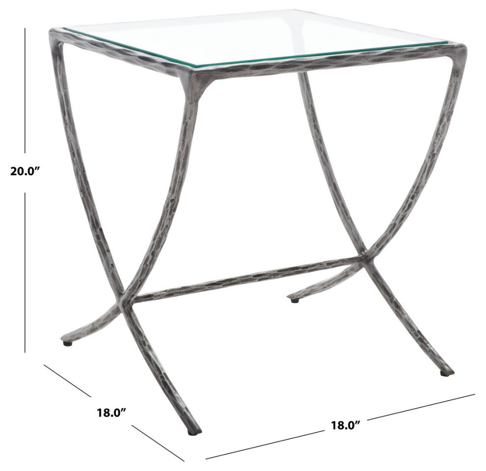 Safavieh Couture Debbie Square Metal Accent Table, Silver