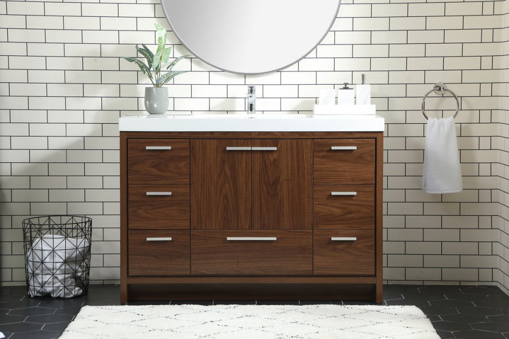 Walker 48" Single Bathroom Vanity, Walnut