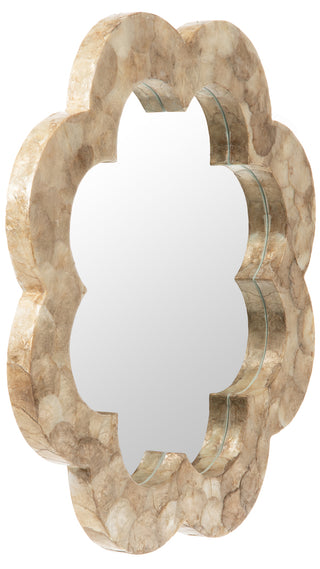 Flower Capiz Seashell Wall Mirror, Gold