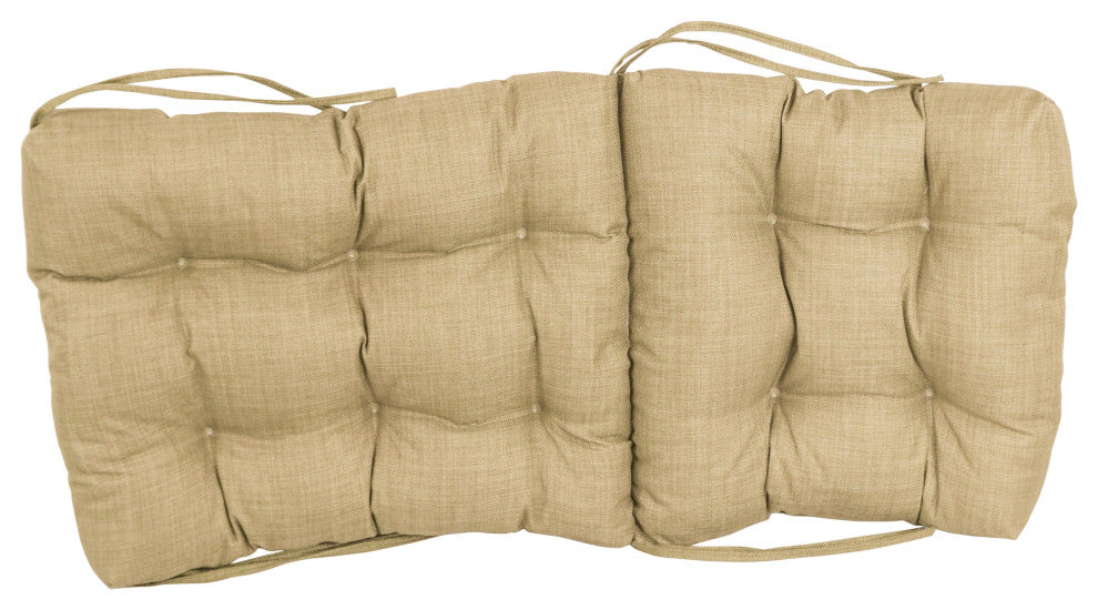 18"x38" Solid Microsuede Tufted Chair Cushion, Sandstone