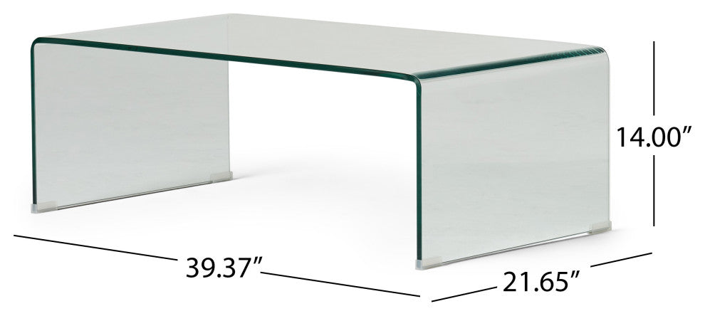 GDF Studio Classon Glass Rectangle Coffee Table