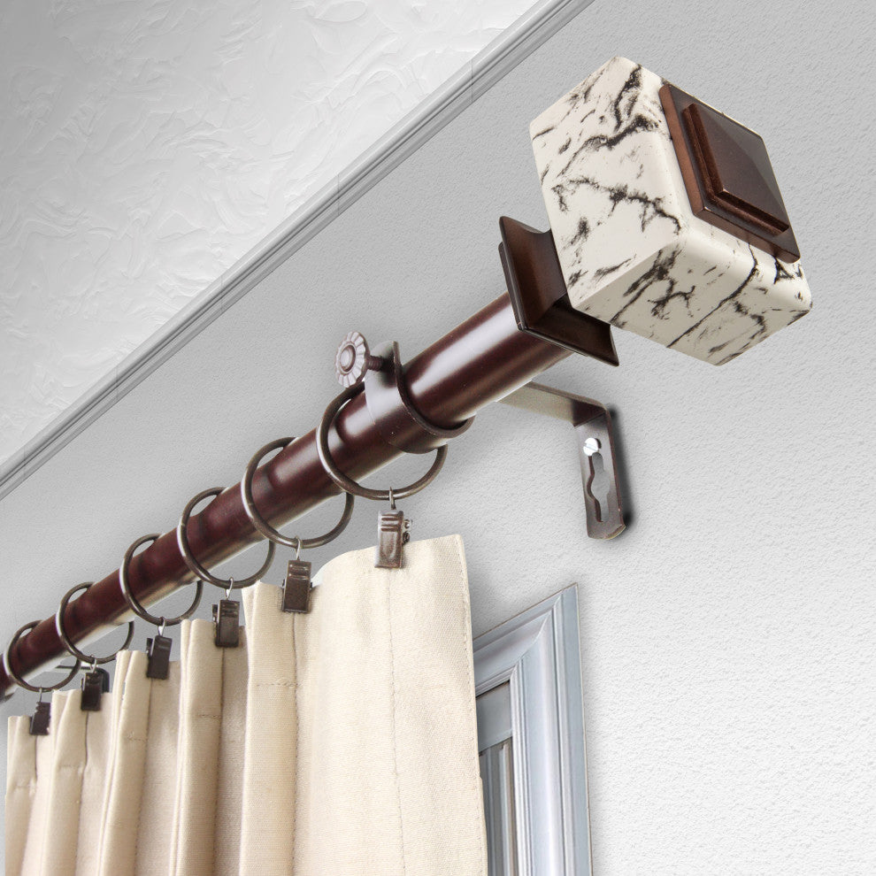 Brielle 1" Diameter Curtain Rod, Bronze, 120-170"