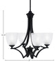 Zilo Uplight, 4 Light, Chandelier, Matte Black Finish With 5" Clear Ribbed Glass