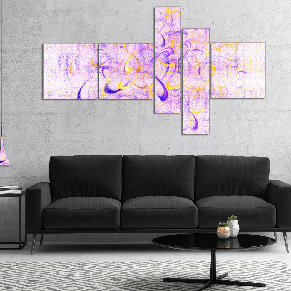 Light Purple Watercolor Fractal Art, Abstract Art on Canvas, 60"x32", 5 panels